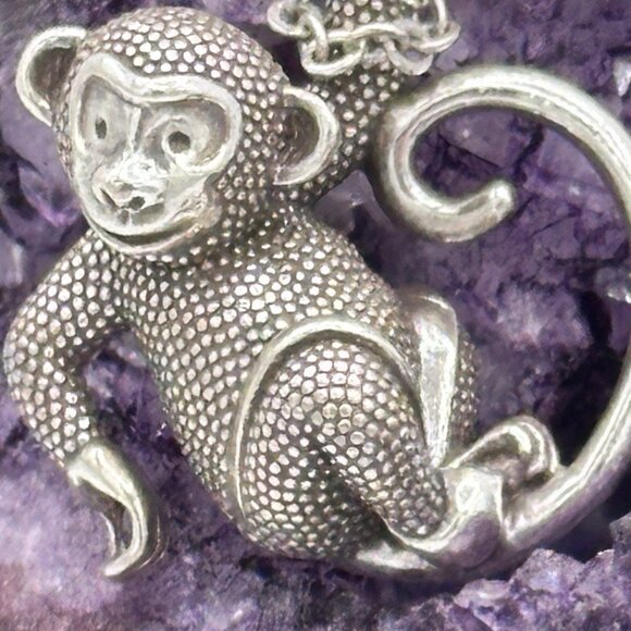 Brighton Playful Monkey Necklace Silver Plated Adjustable 18 to 20 inch - Picture 1 of 10